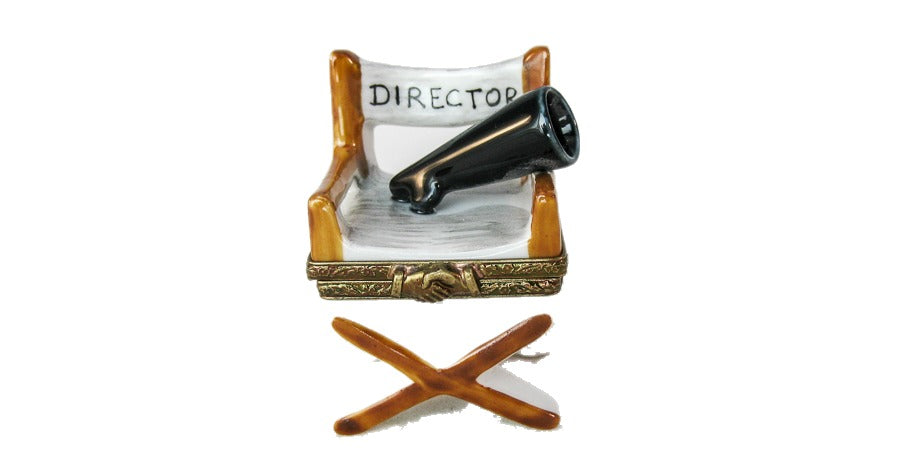 Directors Chair hand-painted Limoges porcelain box by Parry Vieille (PV)