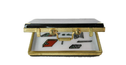 Black Briefcase hand-painted Limoges porcelain box by Royale Limoges
