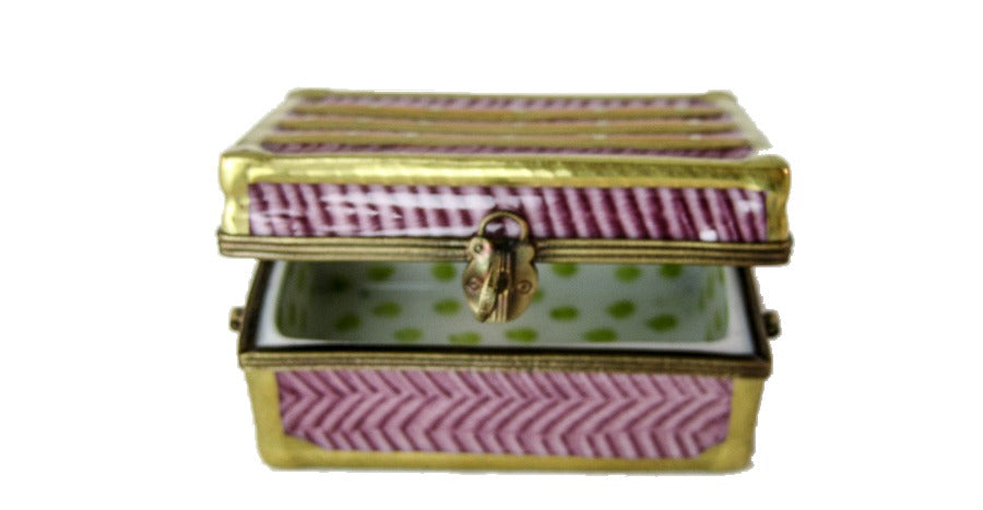 Trunk with Design Inside hand-painted Limoges porcelain box by Parry Vieille (PV)