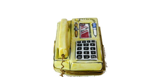 Yellow Telephone hand-painted Limoges porcelain box