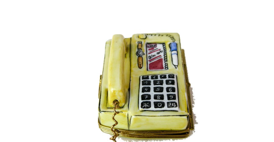 Yellow Telephone hand-painted Limoges porcelain box