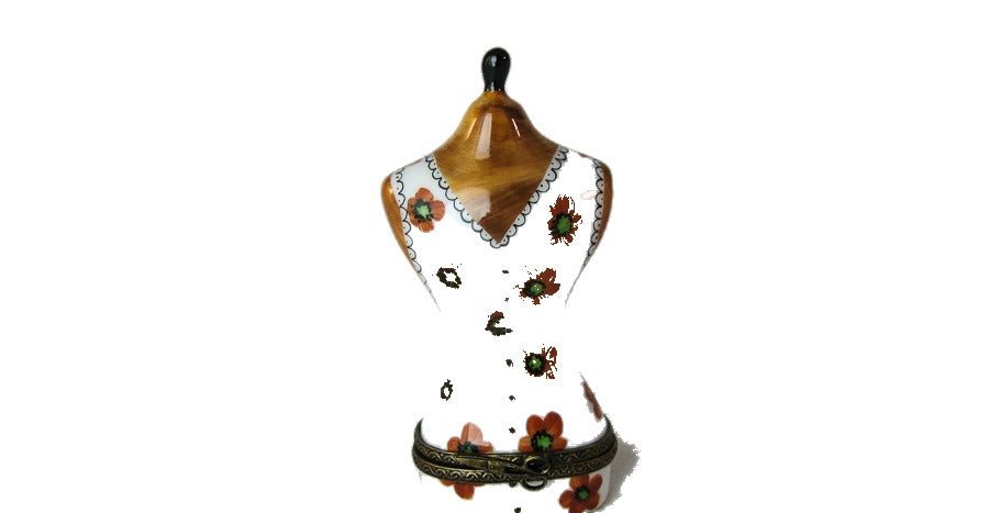 Dress Form hand-painted Limoges porcelain box by Limoges Diffusion