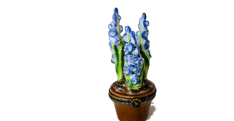 Blue Flowers in Pot hand-painted Limoges porcelain box