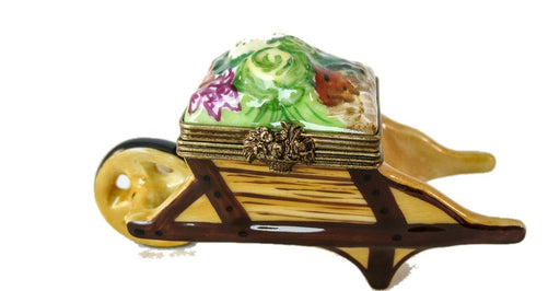 Wheelbarrow hand-painted Limoges porcelain box by Parry Vieille (PV)