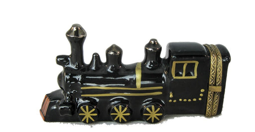 Black Train hand-painted Limoges porcelain box by Eximious