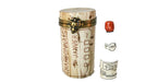 Wine Cork w/ Chardonnay Bottle Inside hand-painted Limoges porcelain box by Rochard