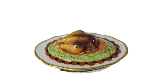 Turkey on Platter hand-painted Limoges porcelain box by Parry Vieille (PV)