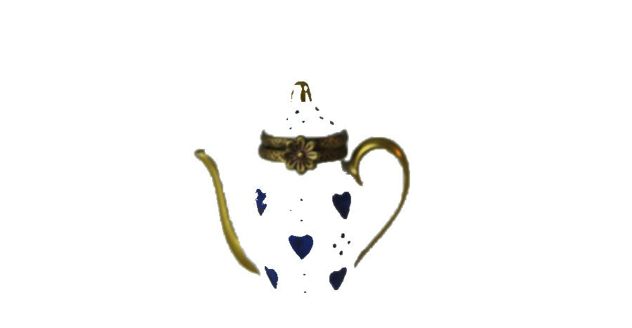 Coffee Pot with Purple Hearts hand-painted Limoges porcelain box by Parry Vieille (PV)