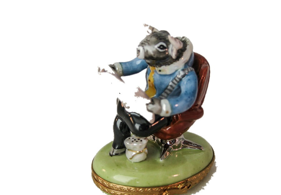 Stock Market Bull hand-painted Limoges porcelain box by S&D Limoges