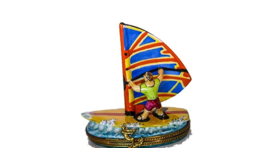 Sail Boarder hand-painted Limoges porcelain box