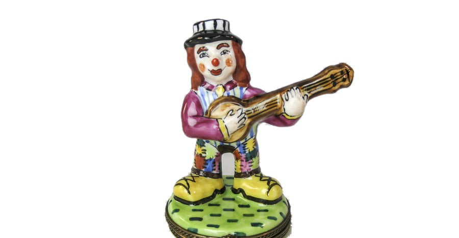 Clown Playing Banjo hand-painted Limoges porcelain box