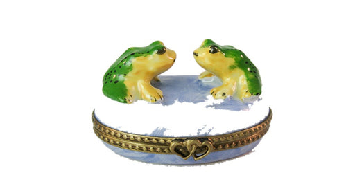 Two Frogs hand-painted Limoges porcelain box