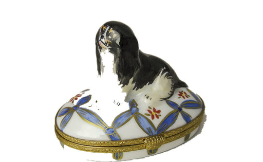English Toy Spaniel hand-painted Limoges porcelain box by Artoria
