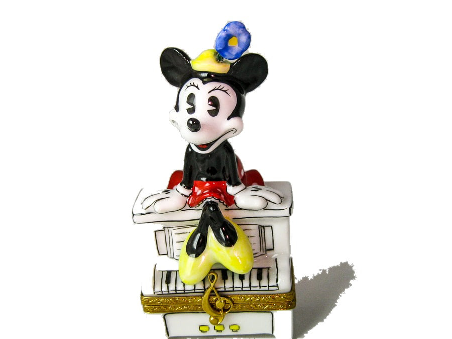 Disney Minnie on Piano hand-painted Limoges porcelain box by Artoria