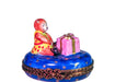 Mini Teddy Bear with Gift hand-painted Limoges porcelain box by Parry Vieille (PV)