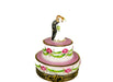 Mini Wedding Cake with Bride and Groom hand-painted Limoges porcelain box by Diez (DZ)