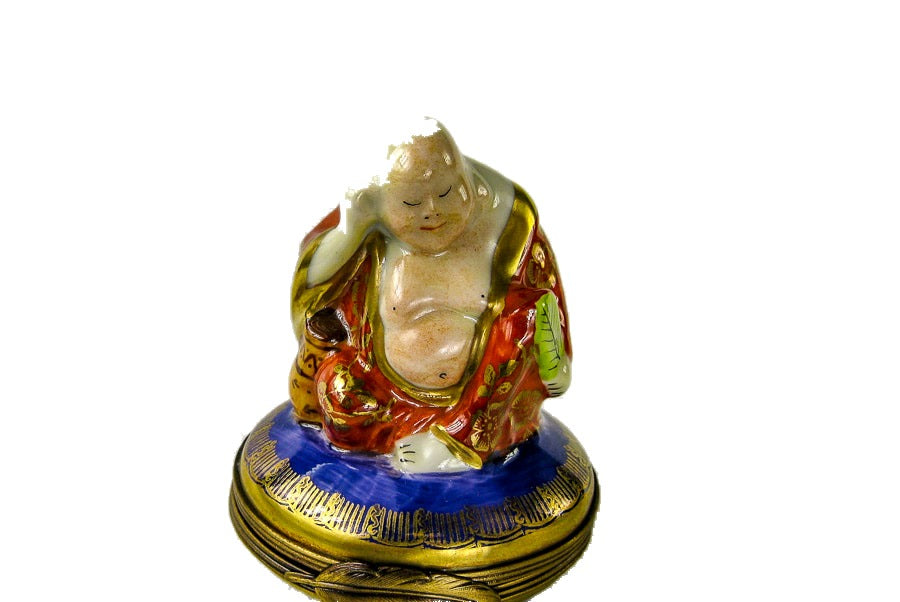 Buddha hand-painted Limoges porcelain box by Parry Vieille (PV)
