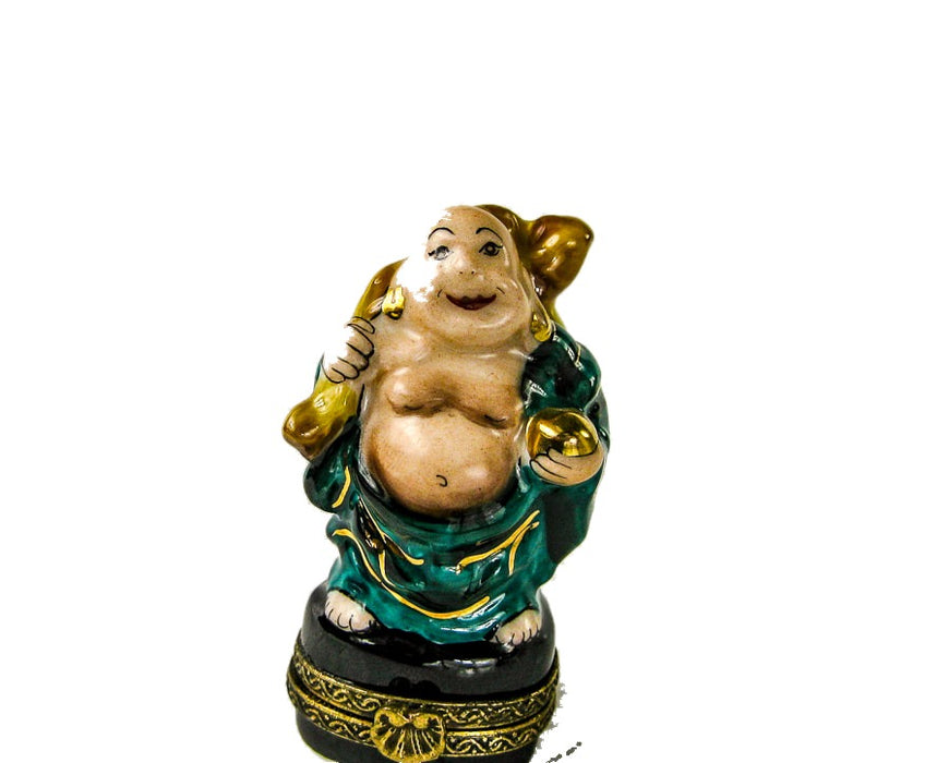 Mini Buddha with Bag hand-painted Limoges porcelain box by Limoges Diffusion