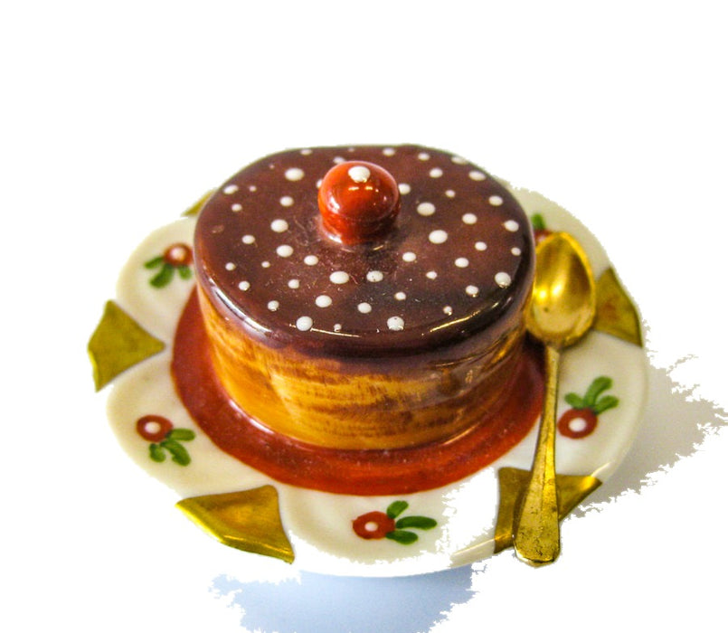 Cheesecake with Chocolate Frosting hand-painted Limoges porcelain box