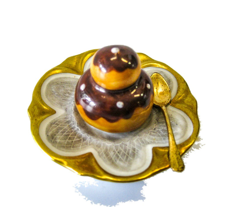 Eclair on Plate hand-painted Limoges porcelain box