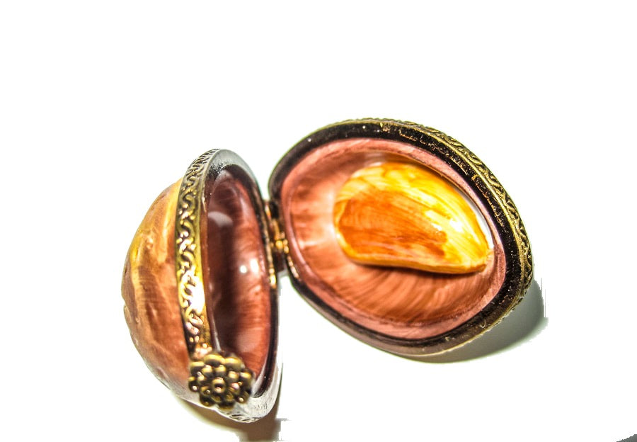 Mini Almond hand-painted Limoges porcelain box by Parry Vieille (PV)