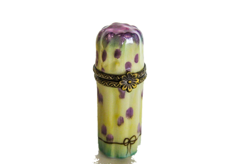Mini Asparagus hand-painted Limoges porcelain box by Parry Vieille (PV)