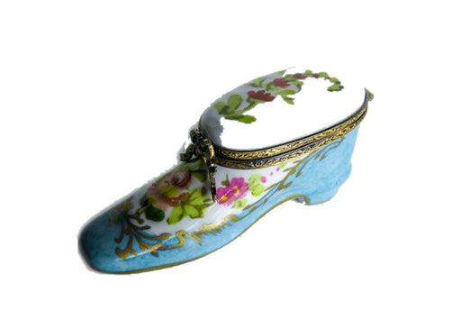 Blue Flower Shoe hand-painted Limoges porcelain box