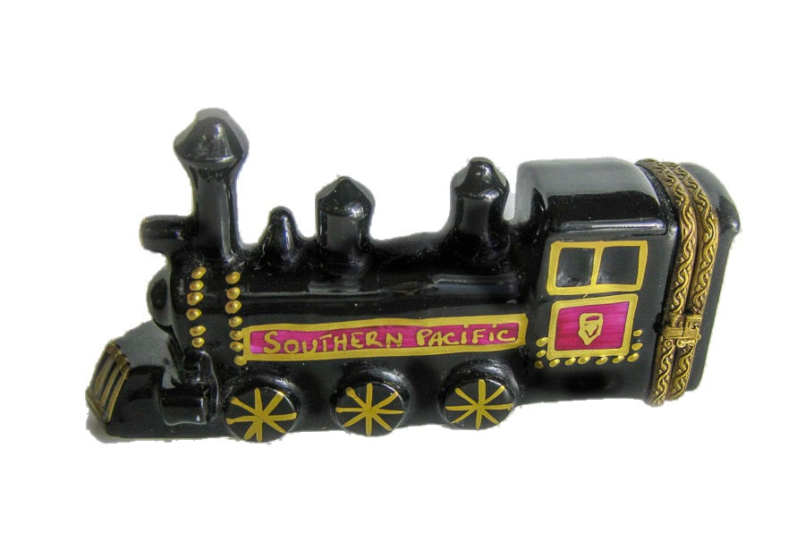 Southern Pacific Train hand-painted Limoges porcelain box by Gérard Ribierre