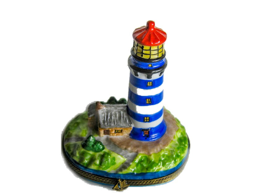 Lighthouse on Green Hill hand-painted Limoges porcelain box by Elda Créations