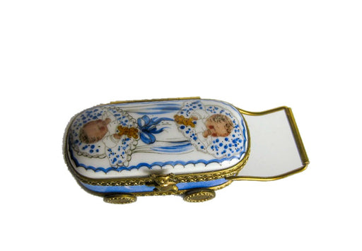 Baby Boy Painted on Carriage hand-painted Limoges porcelain box