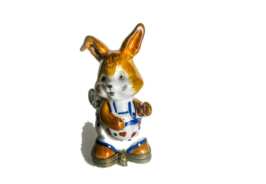Large Rabbit with Mouse hand-painted Limoges porcelain box