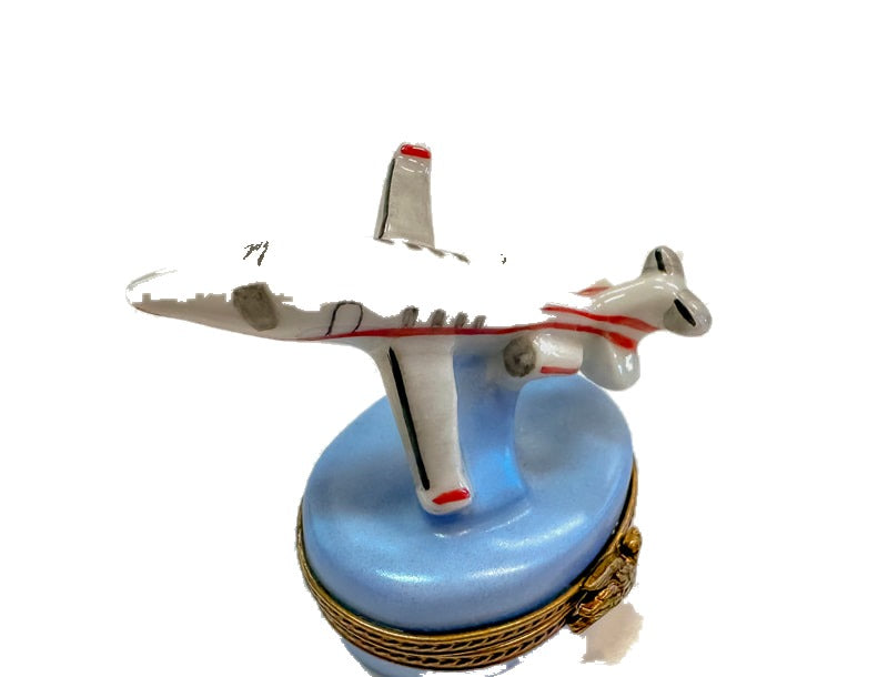 Small Airplane hand-painted Limoges porcelain box