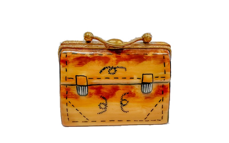 Small Briefcase hand-painted Limoges porcelain box