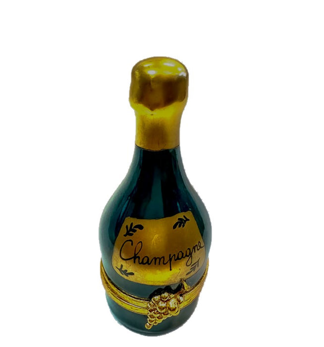 Champagne Bottle hand-painted Limoges porcelain box