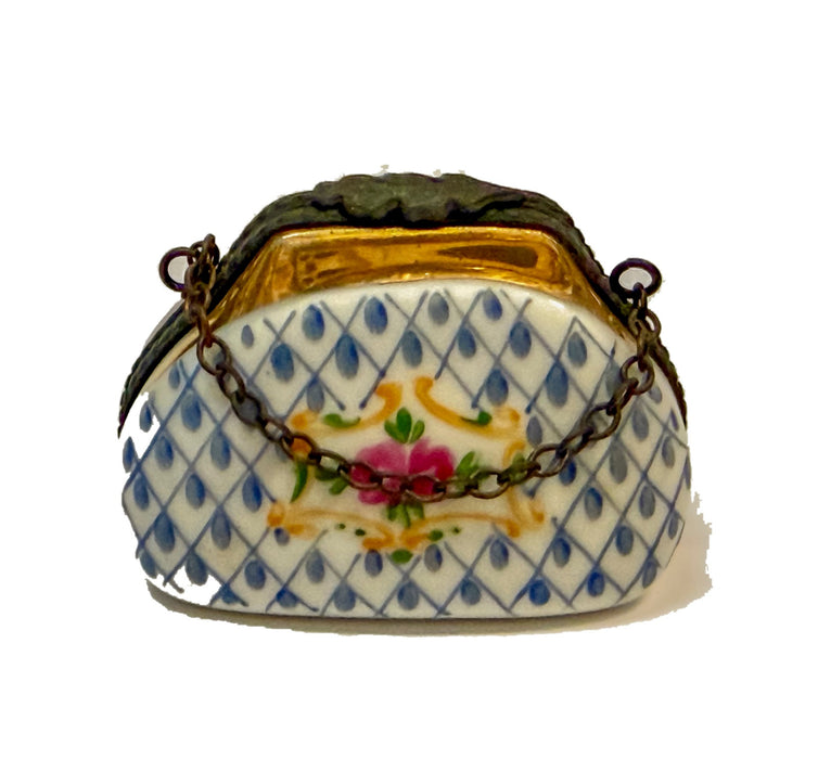Vintage Purse hand-painted Limoges porcelain box