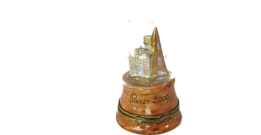 Paris Monuments in Glass Globe hand-painted Limoges porcelain box