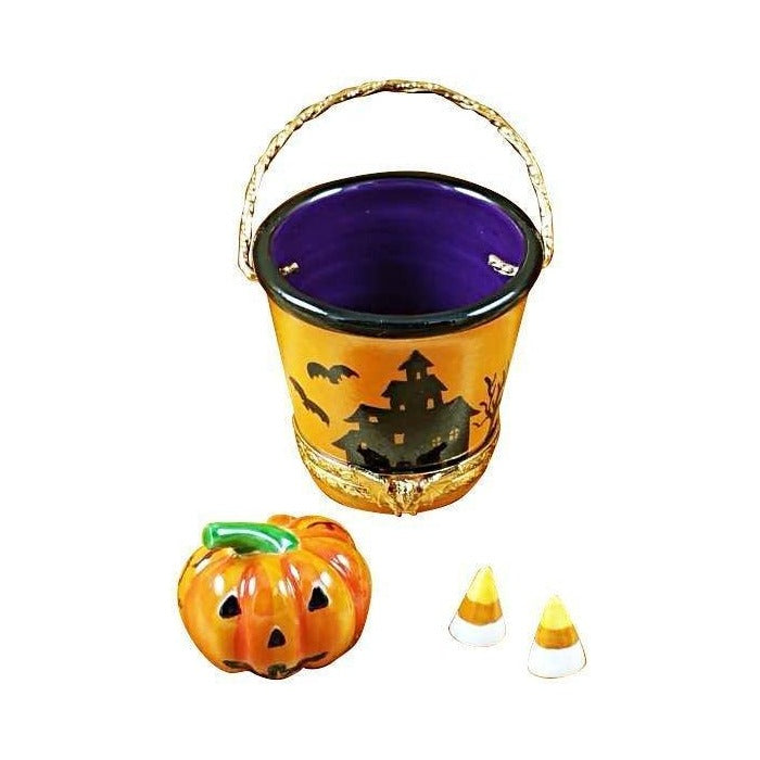 Halloween Pail with Jackolantern by Rochard, an authentic French Limoges box from Limoges Boutique