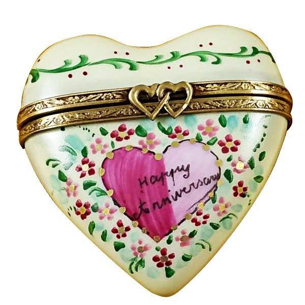 503165 Heart Happy Anniversary Limoges Trinket Box – French Porcelain