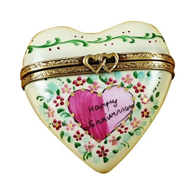 Authentic Rochard Heart Happy Anniversary Limoges box, hand-painted in France, from Limoges Boutique