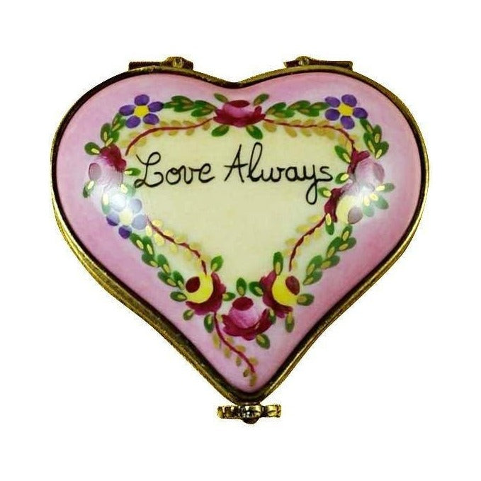 Every brushstroke by hand on the Heart Love Always for Love Birds Limoges box from France
