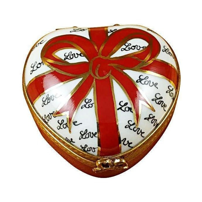 Heart Red Bow Three Candies by Rochard, an authentic French Limoges box from Limoges Boutique