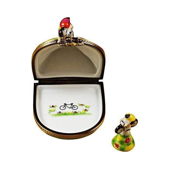 Treasured French collectible: Hill Climbing Bicycles Limoges box, painted by hand