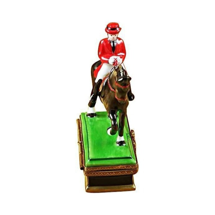 Fine French craftsmanship on the Horse with Rider Dressage Limoges box, painted by hand