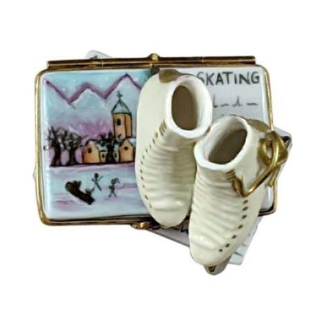 Fine art lovers will admire this Ice Skates on Book Snow Limoges box
