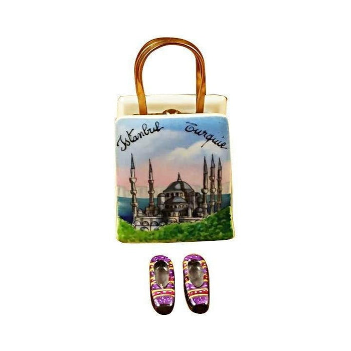 Istanbul Shopping Bag with Removable Turkish Slippers by Rochard, an authentic French Limoges box from Limoges Boutique