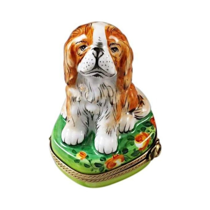 Limoges Boutique presents the Rochard King Charles Spaniel, a genuine Limoges box painted by hand in France
