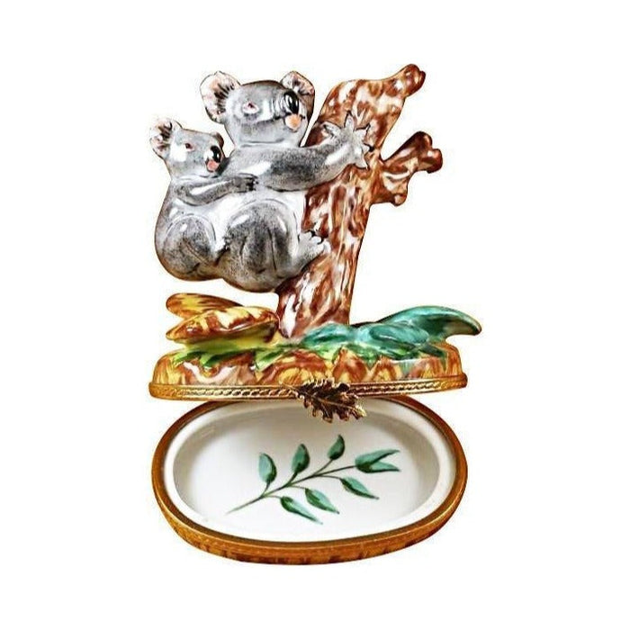 Collectible Koala with Baby Limoges box with artisan brushwork