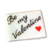 Be My Valentine porcelain goodie trinket, rectangle shape, 5/8 inch wide, with a red heart