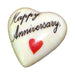 Happy Anniversary! porcelain goodie trinket, heart shape, 1 inch wide, with a red heart