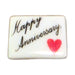 Happy Anniversary! porcelain goodie trinket, rectangle shape, 5/8 inch wide, with a red heart